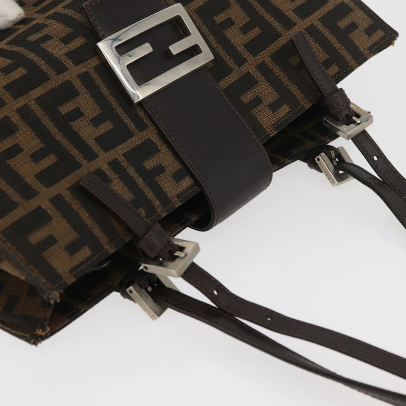 【日本直送】FENDI Zucca帆布Mamma Baguette手袋 黑色棕色 正品 175070A-5