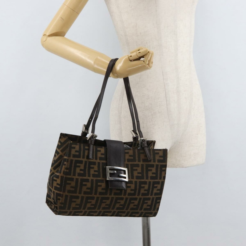 【日本直送】FENDI Zucca帆布Mamma Baguette手袋 黑色棕色 正品 175070A-22
