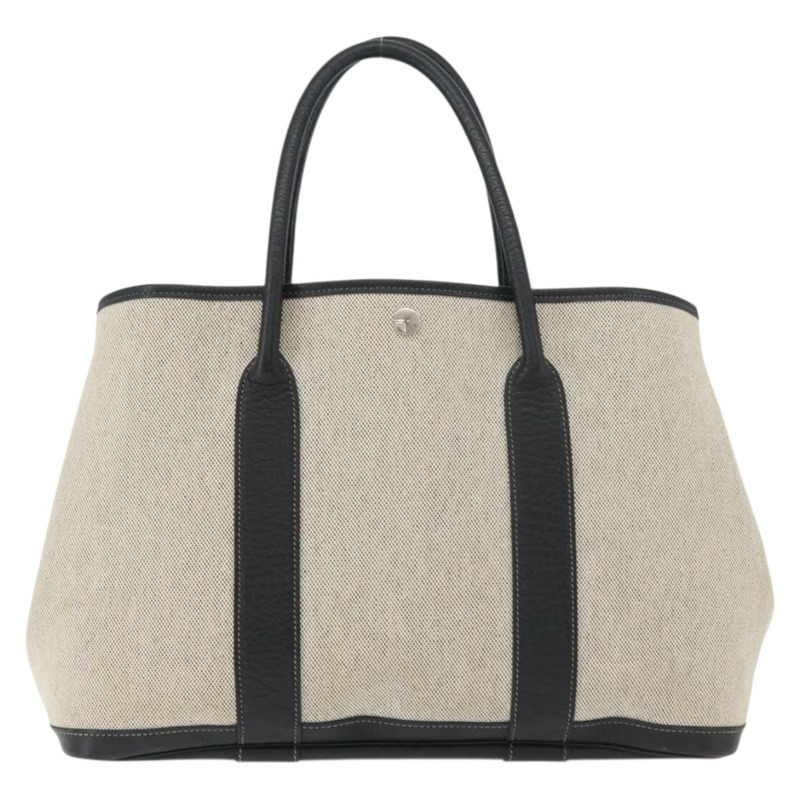 【日本直送】愛馬仕 Garden Party PM 手袋 帆布 米色 銀色 正品 bs34986V-2