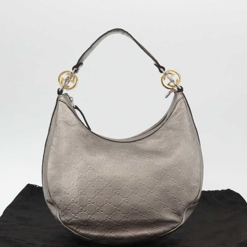 【日本直送】GUCCI GG帆布GG雙Guccissima包 皮革 銀色 232962 正品 178533V-22