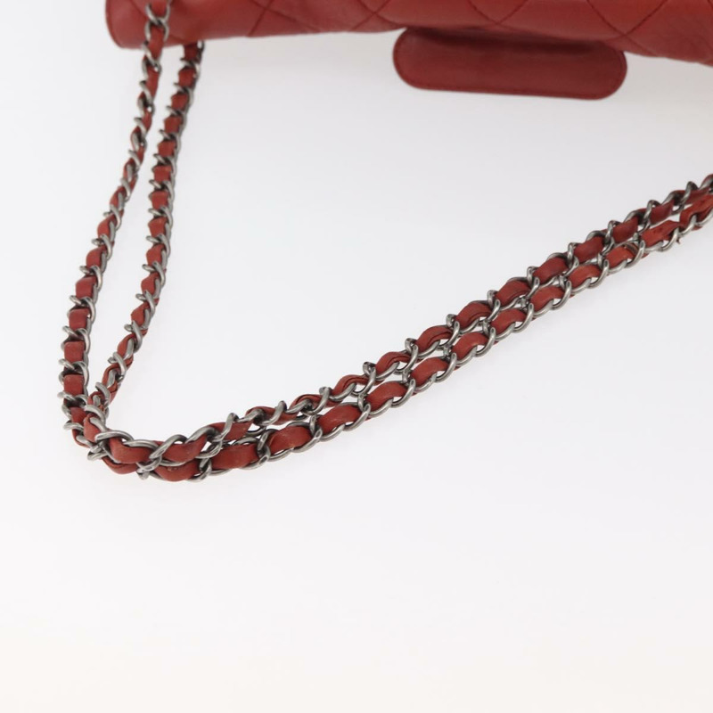 【日本直送】香奈兒 Chain Matelasse 2.55 單肩包，羊皮材質，紅色，銀色雙C標誌，正品編號 bs35062V-8