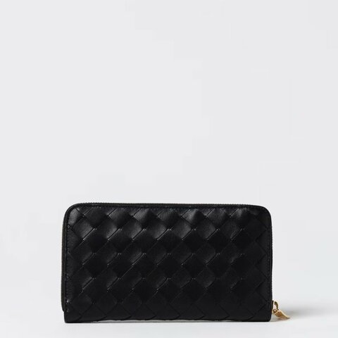 BOTTEGA VENETA BV 經典編織拉鍊長夾黑色