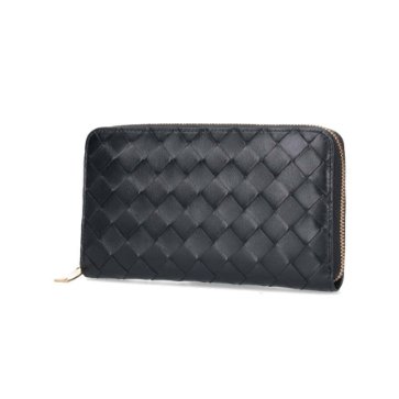 BOTTEGA VENETA BV 經典編織拉鍊長夾黑色-4