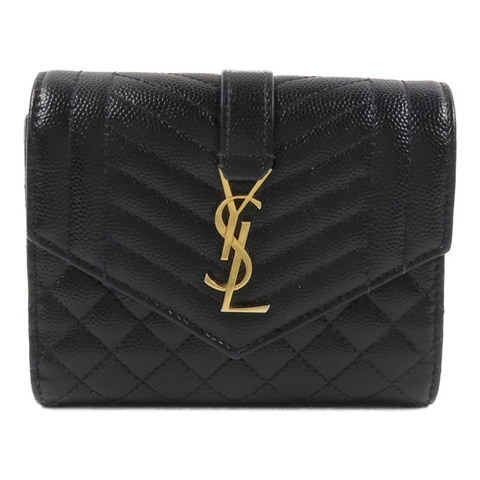 SAINT LAURENT 牛皮皮革Cassandre Matelasse Tri-Fold Compact錢包
