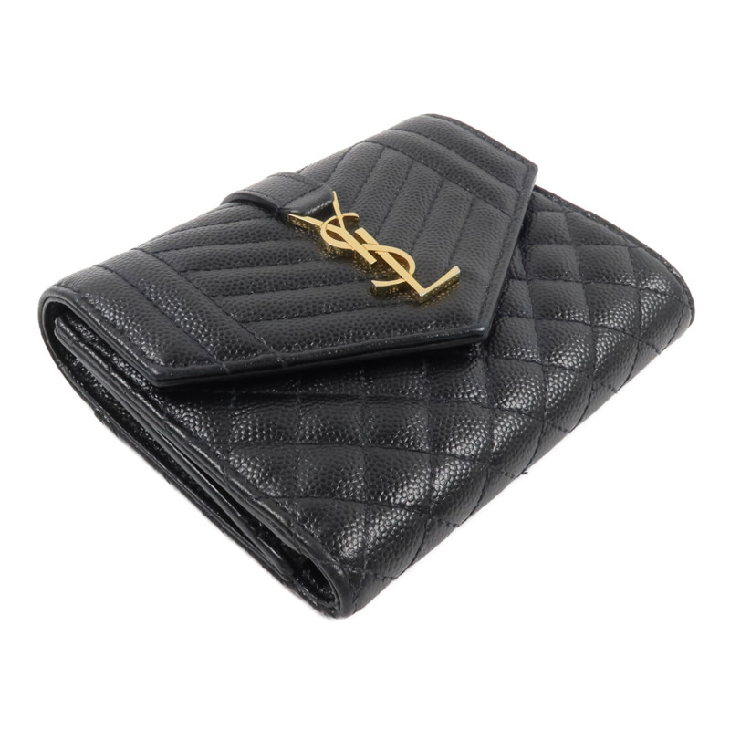 SAINT LAURENT 牛皮皮革Cassandre Matelasse Tri-Fold Compact錢包-2