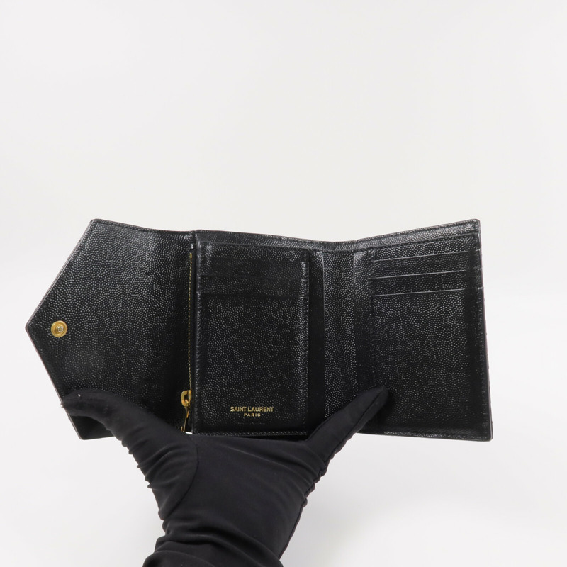 SAINT LAURENT 牛皮皮革Cassandre Matelasse Tri-Fold Compact錢包-9