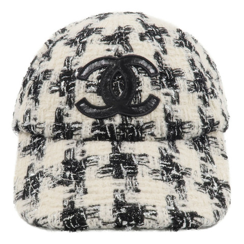 CHANEL 羊毛/聚醯胺/聚酯纖維/絲質/羊皮皮革Tweed CC Cap帽子