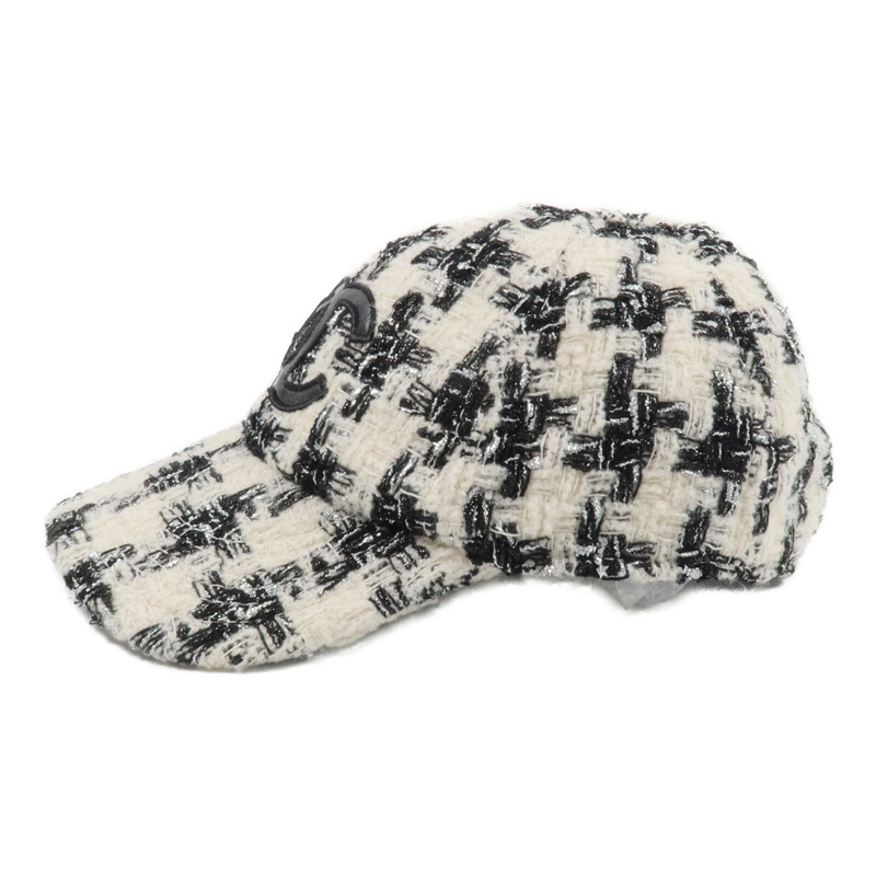 CHANEL 羊毛/聚醯胺/聚酯纖維/絲質/羊皮皮革Tweed CC Cap帽子-1