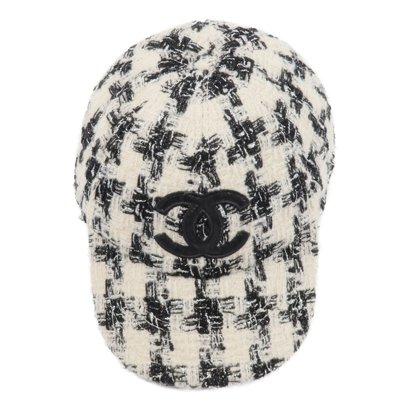 CHANEL 羊毛/聚醯胺/聚酯纖維/絲質/羊皮皮革Tweed CC Cap帽子-4