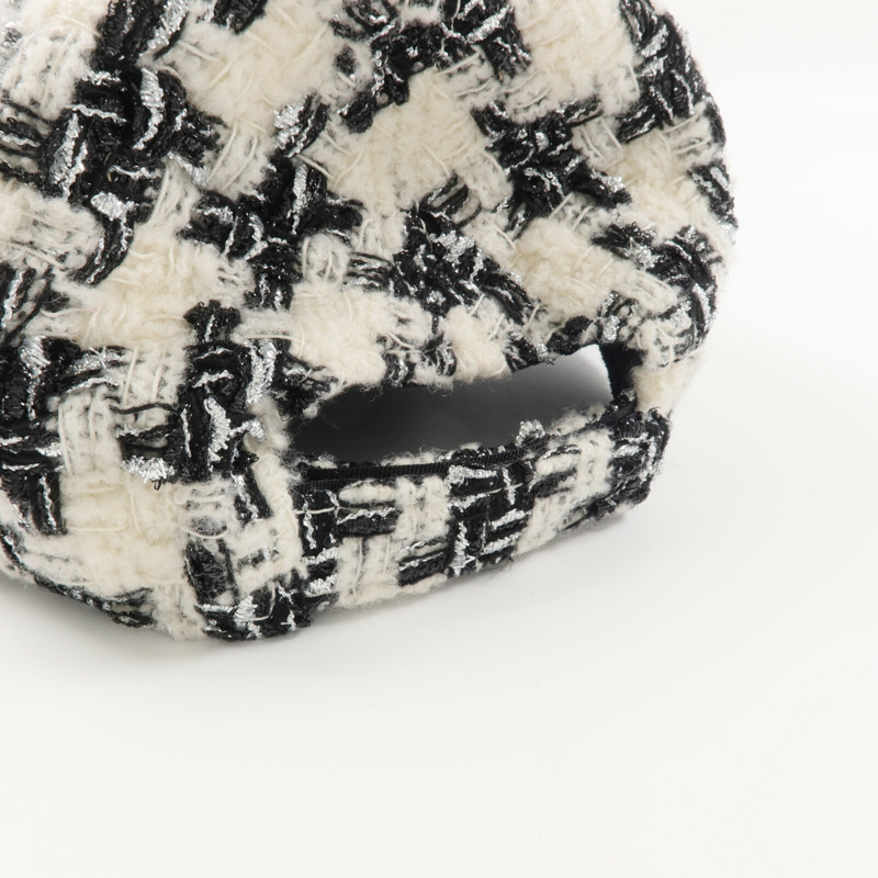 CHANEL 羊毛/聚醯胺/聚酯纖維/絲質/羊皮皮革Tweed CC Cap帽子-5
