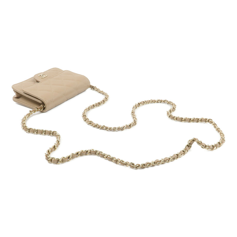 CHANEL 牛皮皮革Classic Mini Wallet On Chain鏈帶肩背袋-4