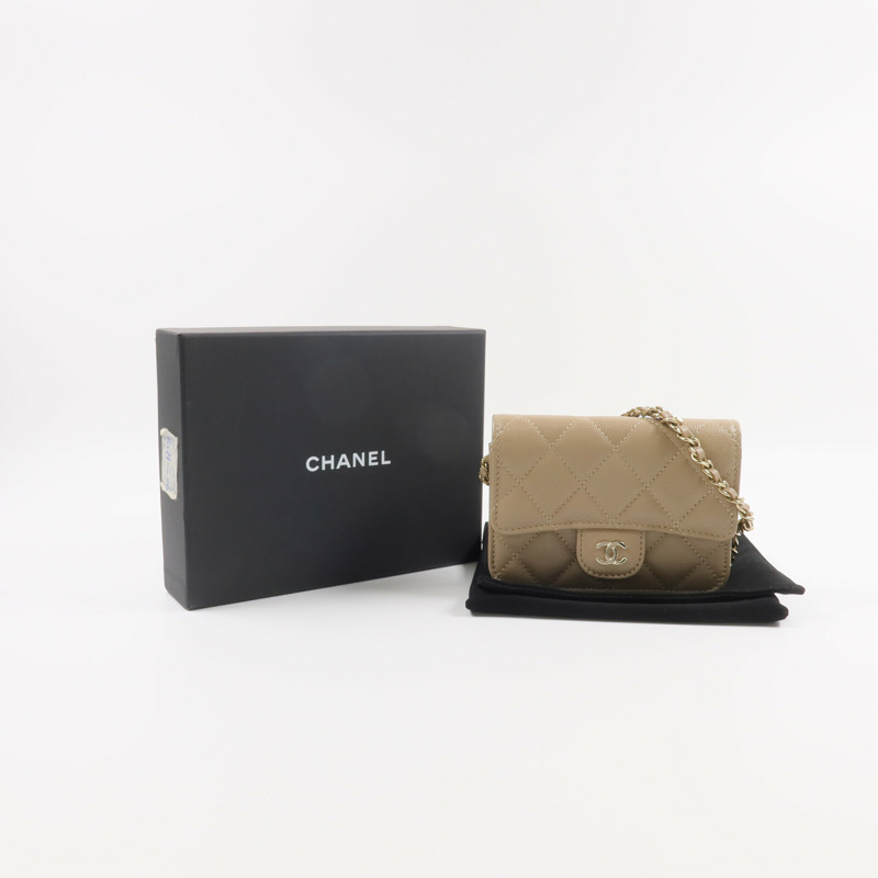 CHANEL 牛皮皮革Classic Mini Wallet On Chain鏈帶肩背袋-14