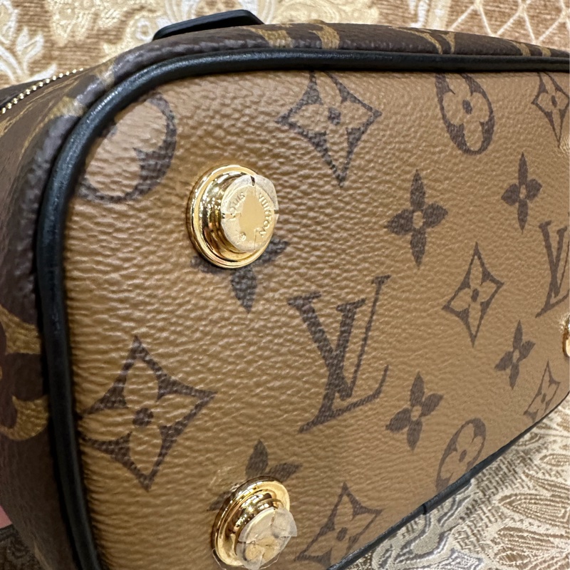 LV 雙色原花金釦Vanity PM手提肩背化妝包M47128-7
