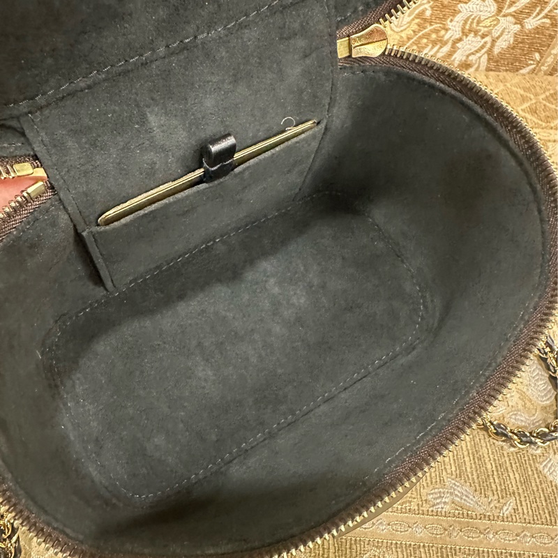 LV 雙色原花金釦Vanity PM手提肩背化妝包M47128-8