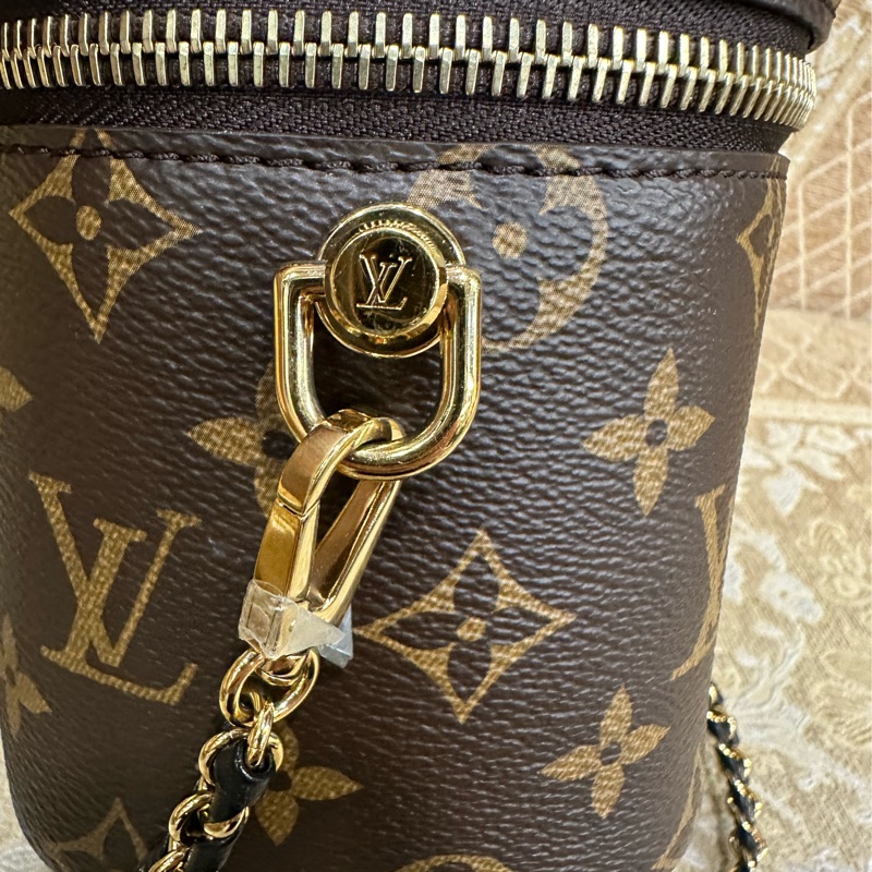 LV 雙色原花金釦Vanity PM手提肩背化妝包M47128-12