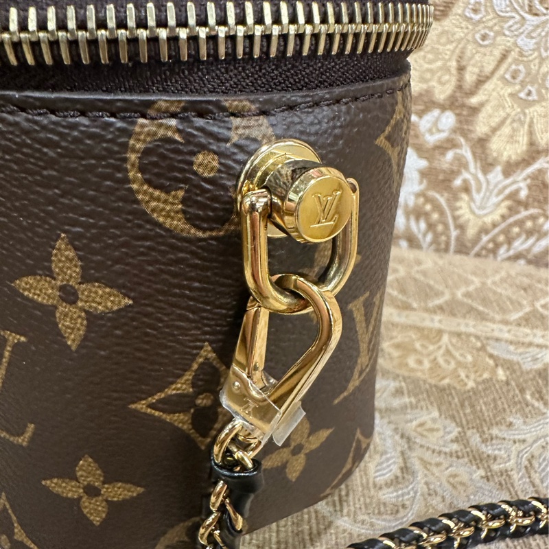 LV 雙色原花金釦Vanity PM手提肩背化妝包M47128-13
