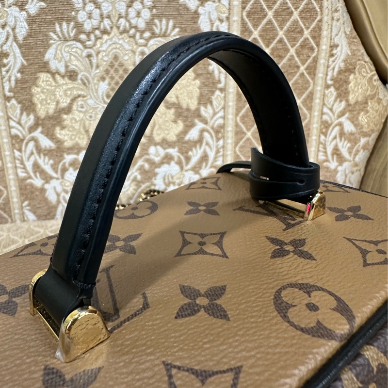 LV 雙色原花金釦Vanity PM手提肩背化妝包M47128-14