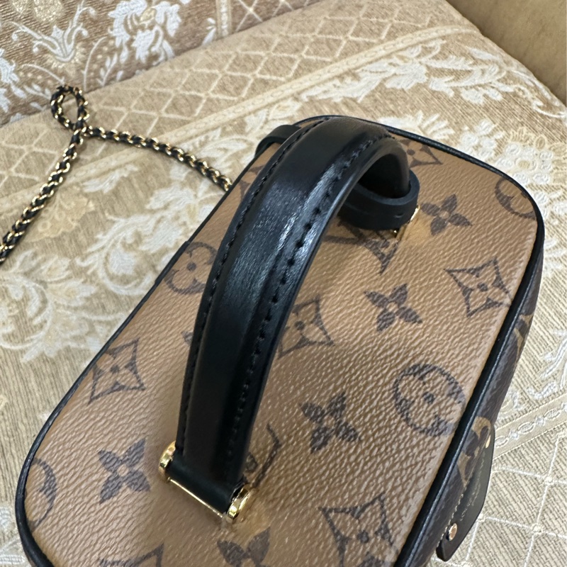 LV 雙色原花金釦Vanity PM手提肩背化妝包M47128-15