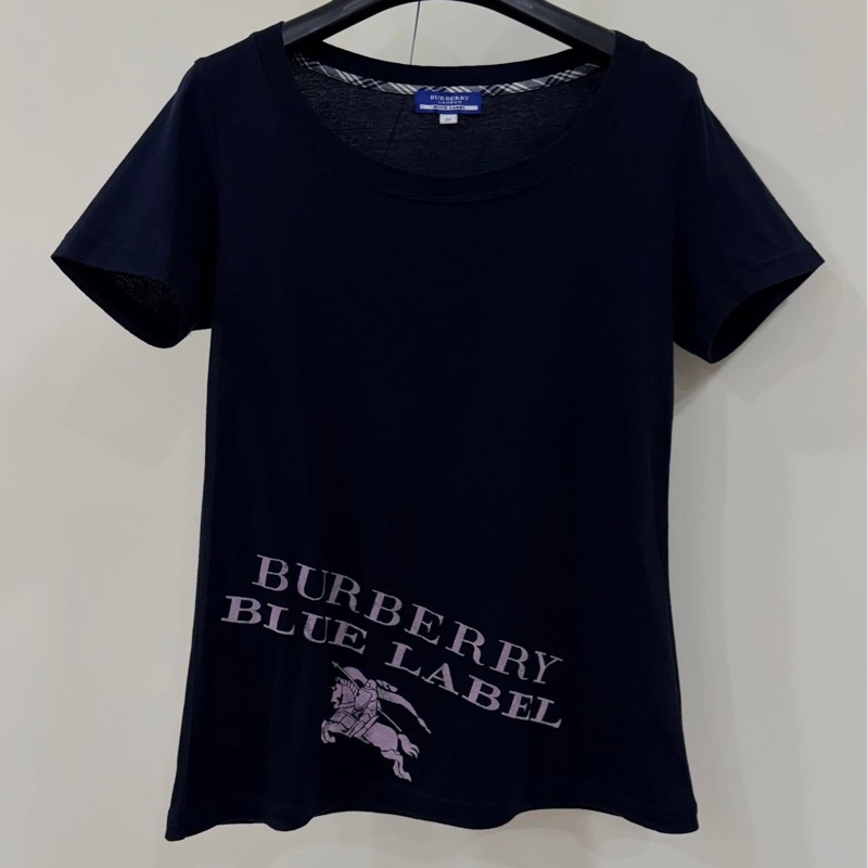 BURBERRY 藍標 黑色大戰馬字母上衣-2