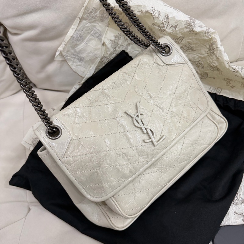 YSL Niki 白色 油蠟牛皮 medium 中號-2