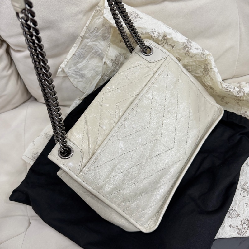 YSL Niki 白色 油蠟牛皮 medium 中號-3