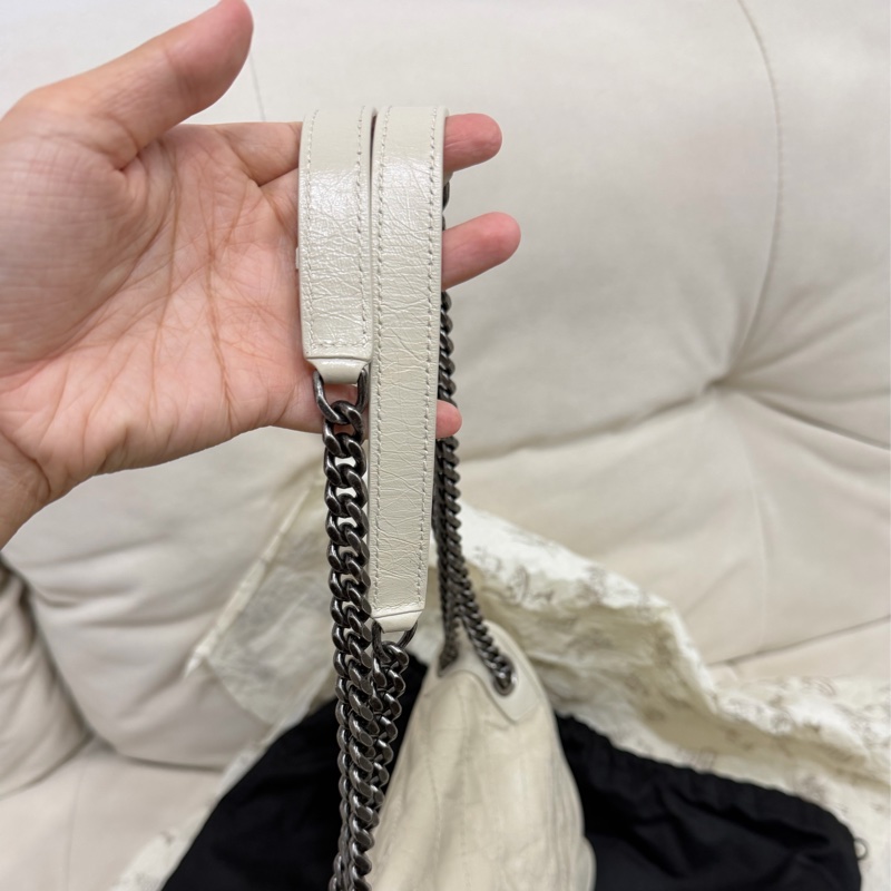 YSL Niki 白色 油蠟牛皮 medium 中號-6