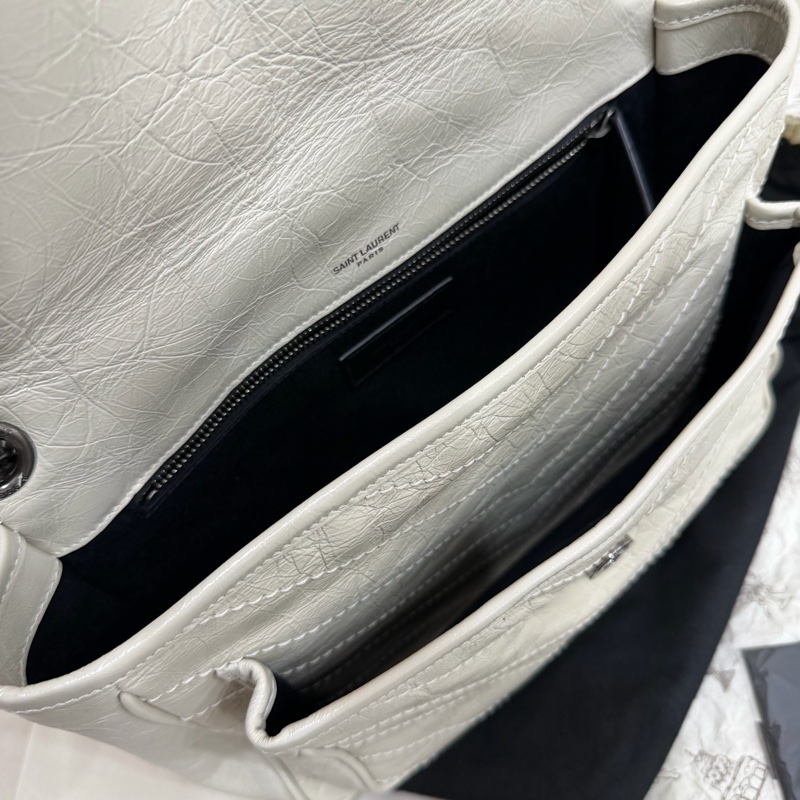 YSL Niki 白色 油蠟牛皮 medium 中號-13