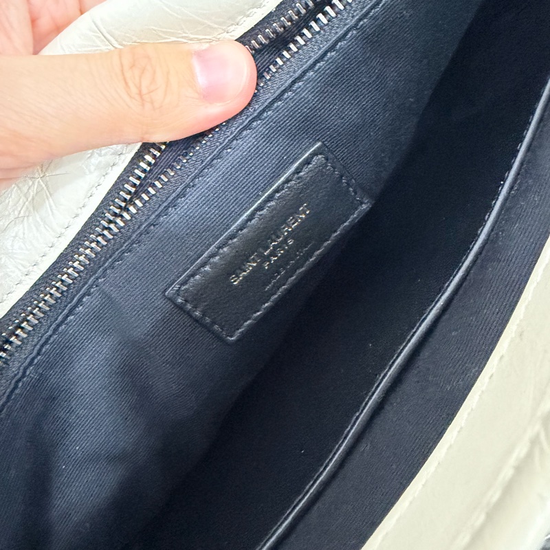 YSL Niki 白色 油蠟牛皮 medium 中號-14