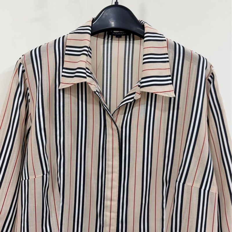 BURBERRY 倫敦 經典色直條紋襯衫 薄款-3