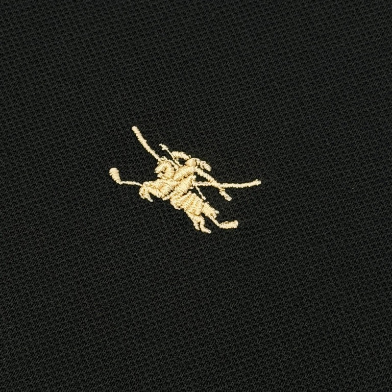 BURBERRY GOLF 黑色經典格紋滾邊POLO戰馬上衣-3