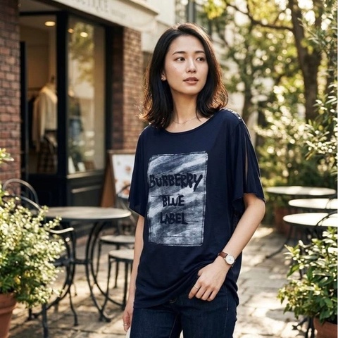 BURBERRY 藍標 深藍 寬袖字母長版上衣