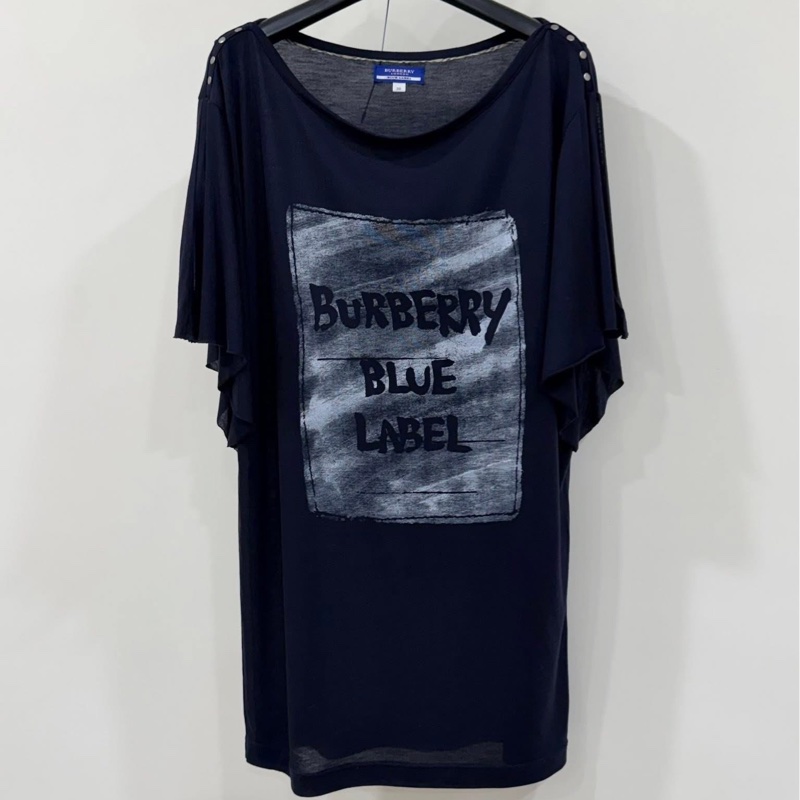 BURBERRY 藍標 深藍 寬袖字母長版上衣-2