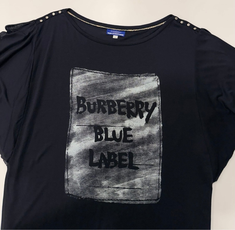 BURBERRY 藍標 深藍 寬袖字母長版上衣-4