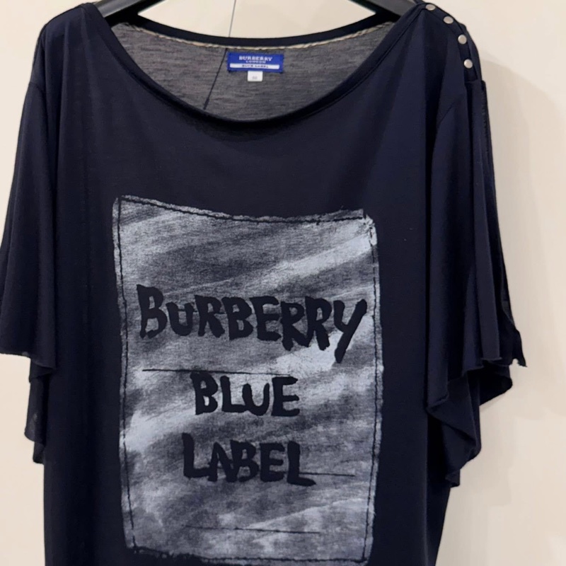BURBERRY 藍標 深藍 寬袖字母長版上衣-5