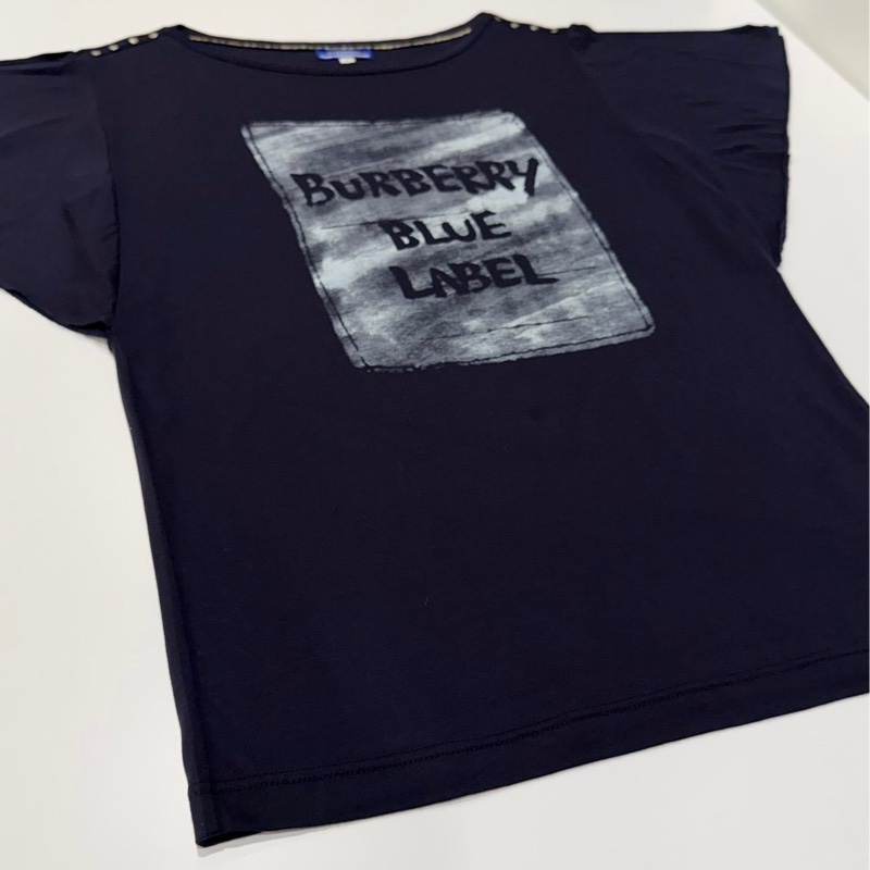 BURBERRY 藍標 深藍 寬袖字母長版上衣-7