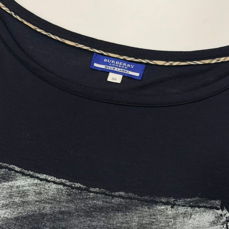 BURBERRY 藍標 深藍 寬袖字母長版上衣-8