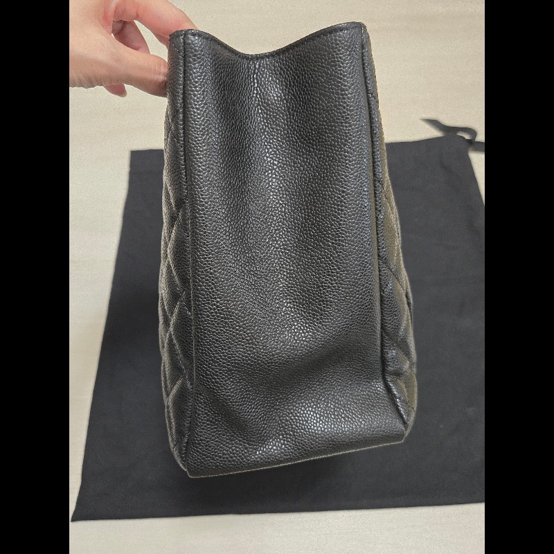 香奈兒 Chanel GST 黑色荔枝牛皮金釦金鍊肩背包 手提包-8