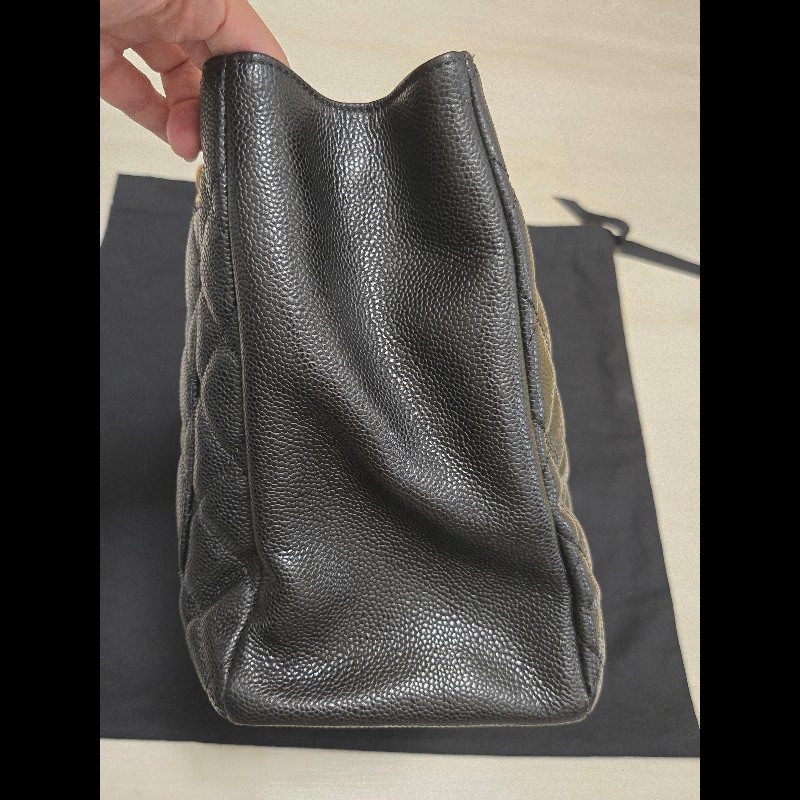 香奈兒 Chanel GST 黑色荔枝牛皮金釦金鍊肩背包 手提包-9