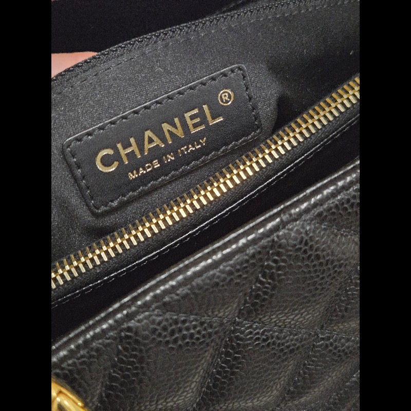 香奈兒 Chanel GST 黑色荔枝牛皮金釦金鍊肩背包 手提包-20