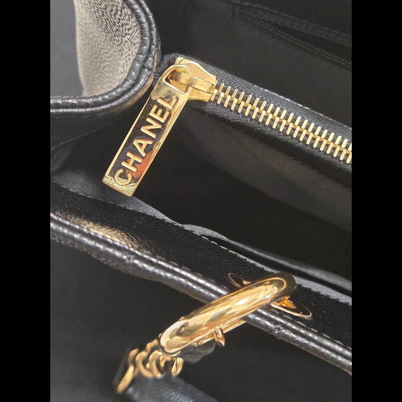 香奈兒 Chanel GST 黑色荔枝牛皮金釦金鍊肩背包 手提包-22