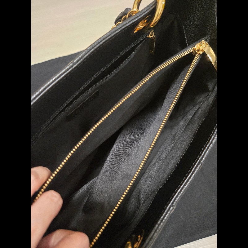 香奈兒 Chanel GST 黑色荔枝牛皮金釦金鍊肩背包 手提包-23