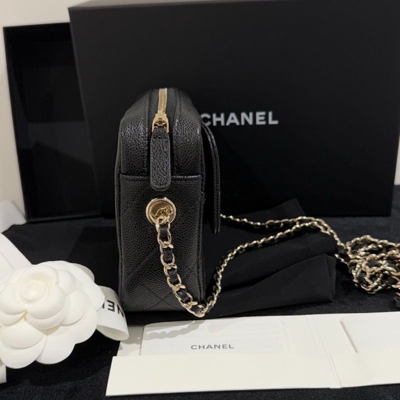 Chanel 黑金口蓋小相機包 鍊條斜背包 全新全套-2