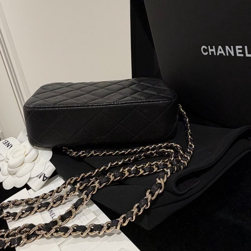 Chanel 黑金口蓋小相機包 鍊條斜背包 全新全套-4