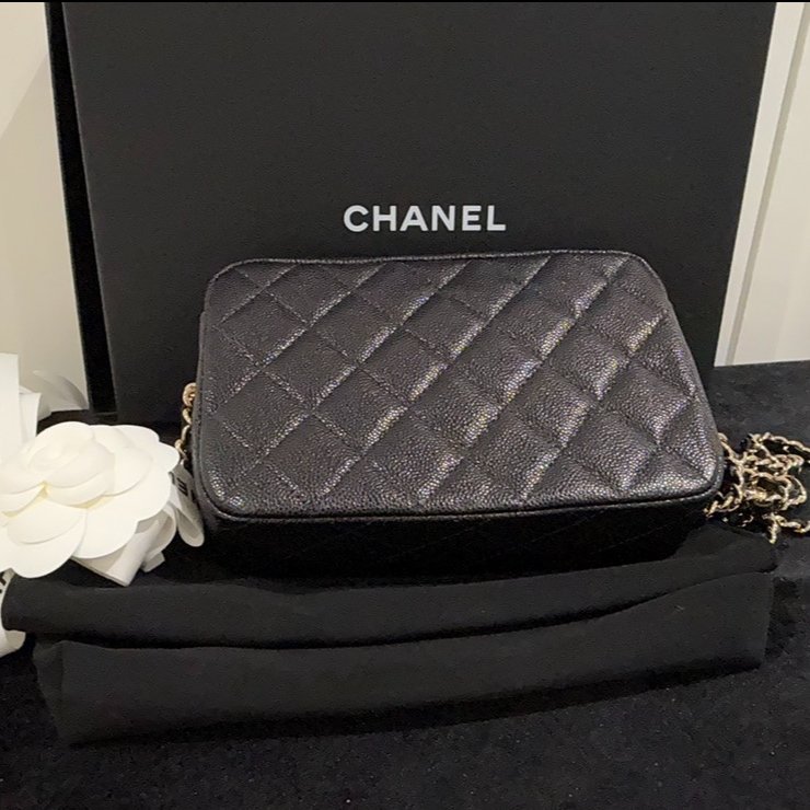 Chanel 黑金口蓋小相機包 鍊條斜背包 全新全套-6