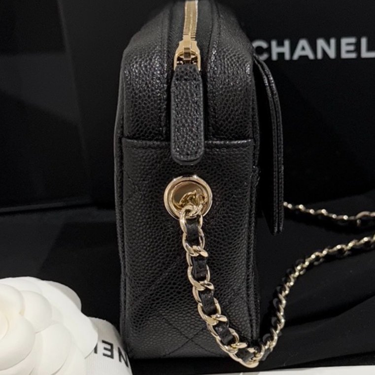 Chanel 黑金口蓋小相機包 鍊條斜背包 全新全套-10