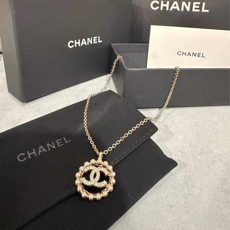 Chanel帶鑽雙c項鍊-0