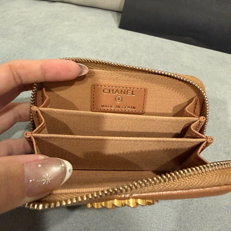 Chanel超難買19零錢包焦糖色羊皮-3
