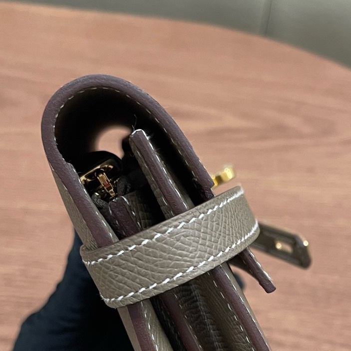 99新Hermès 愛馬仕 kelly錢包 Kelly long大象灰金扣 epsom皮 D刻 原膜都在閒置-6