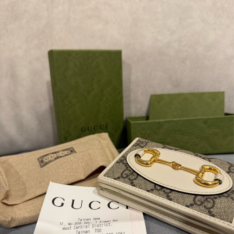 Gucci雙摺短夾附購證防塵紙盒-2