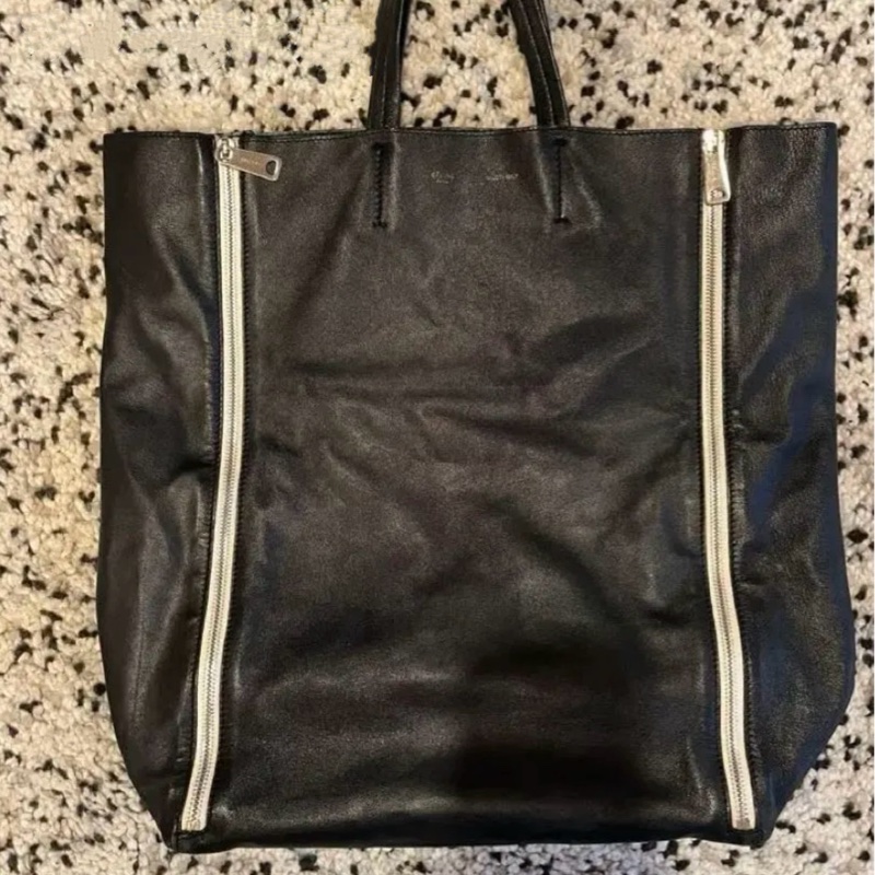 Celine Lamb skin Vertical Cabas Tote 黑色皮革手提包-1